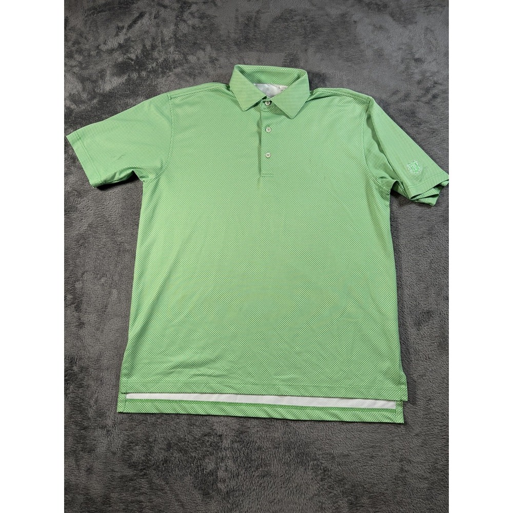 Maccripine Country Club Polo Shirt Mens Medium Green Geometric Golf Turtleson